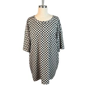 FOREVER FRENCH BABY BLACK & WHITE CHECKED CHECKERBOARD TOP WOMEN'S SIZE XL